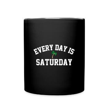 Every day is Saturday palm tree holiday feeling - Full Colour Mug - black - Front