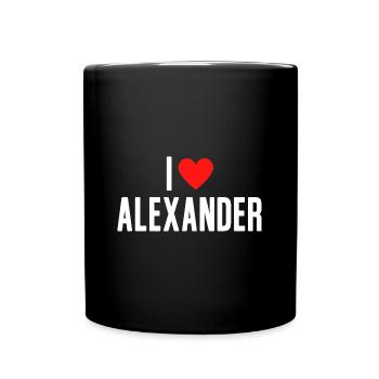 I love Alexander Red Heart Love Fan Gift - Full Colour Mug - black - Front