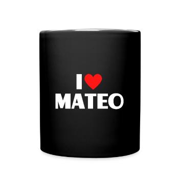 I love Mateo Red Heart Love Fan Gift - Full Colour Mug - black - Front