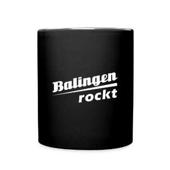 Balingen rockt - Textdesign mit Stadtnamen - Tasse einfarbig - Schwarz - Vorne