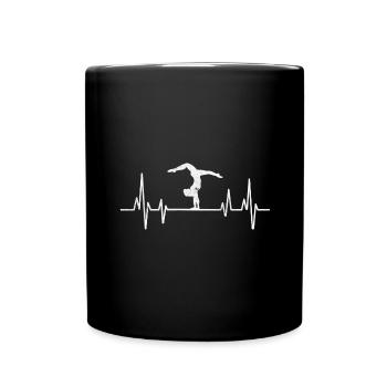 Turnen Turner Turnerin Herzschlag - Tasse einfarbig - Schwarz - Vorne