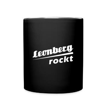 Leonberg rockt - Textdesign mit Stadtnamen - Tasse einfarbig - Schwarz - Vorne