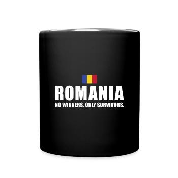Romania No Winners Only Survivors Romania Rugby - Full Colour Mug - black - Front
