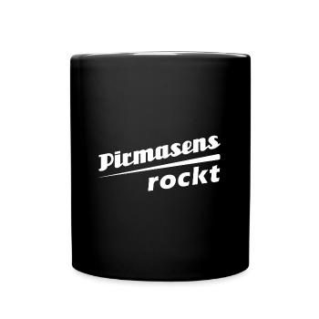 Pirmasens rockt - Textdesign mit Stadtnamen - Tasse einfarbig - Schwarz - Vorne