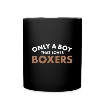 Only A Boy That Loves Boxer - Full Colour Mug - black - Front