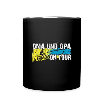 Oma und Opa auf Tour auf gemeinsamer Radtour - Tasse einfarbig - Schwarz - Vorne