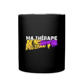Le vélo est ma thérapie. Graphisme de cycliste - Mug uni - noir - Devant