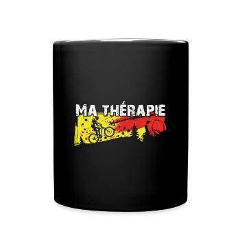 Le vélo est ma thérapie. Graphisme de motard - Mug uni - noir - Devant