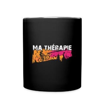 Le vélo est ma thérapie. Graphisme de cyclist - Mug uni - noir - Devant