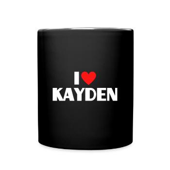 I love Kayden Rotes Herz Liebe Fan Geschenk - Tasse einfarbig - Schwarz - Vorne