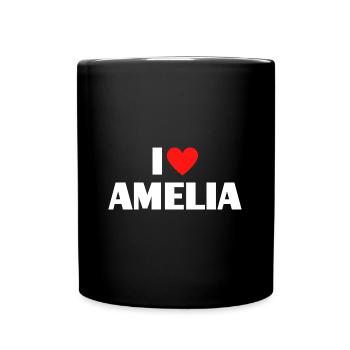I love Amelia Rotes Herz Liebe Fan Geschenk - Tasse einfarbig - Schwarz - Vorne