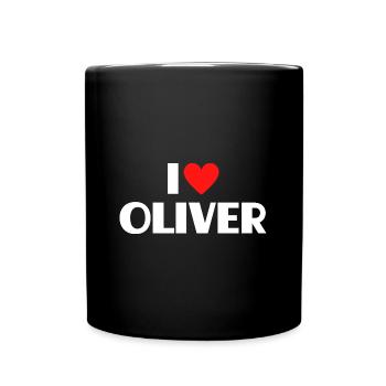 J’aime Oliver Red Heart Love Fan Gift - Mug uni - noir - Devant