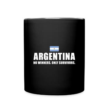 No Winners Only Survivors Argentina Rugby - Full Colour Mug - black - Front