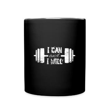 Fitness Saying I can and I will - Full Colour Mug - black - Front