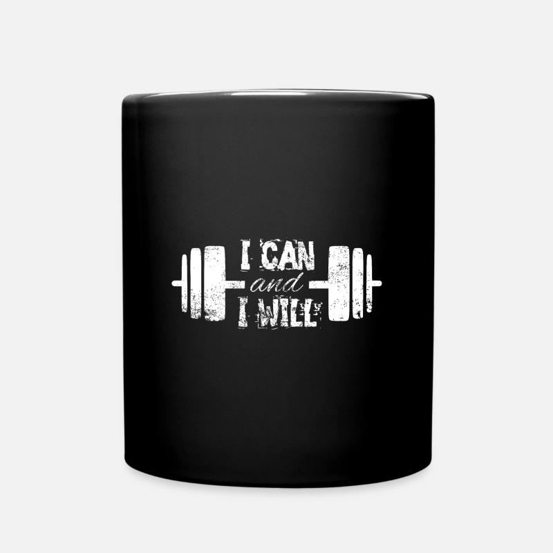 Fitness Saying I can and I will - Full Colour Mug - black