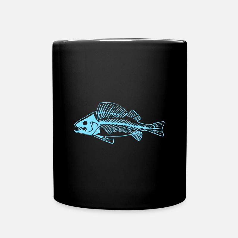 Blauer Barsch Gräte das coole Fischgräten Design - Tasse einfarbig - Schwarz