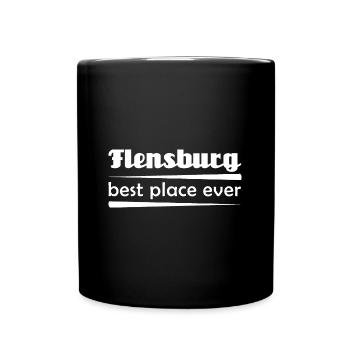 Flensburg - Stadt best place ever - Tasse einfarbig - Schwarz - Vorne