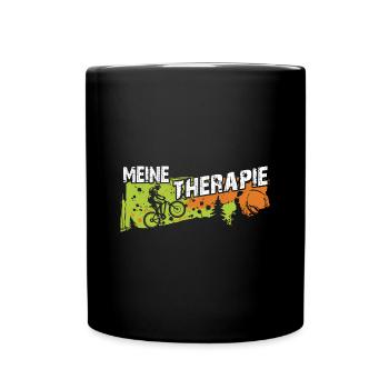 Fahrrad Biken ist meine Therapie - Tasse einfarbig - Schwarz - Vorne