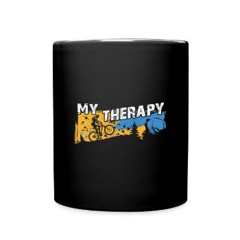Riding a bike is my therapy - Full Colour Mug - black - Front