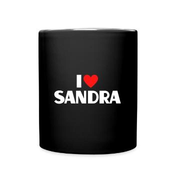 I love Sandra Rotes Herz Liebe Fan Geschenk - Tasse einfarbig - Schwarz - Vorne