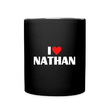 I love Nathan Rotes Herz Liebe Fan Geschenk - Tasse einfarbig - Schwarz - Vorne