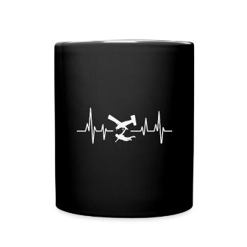Skydiving Skydiver Heartbeat - Full Colour Mug - black - Front
