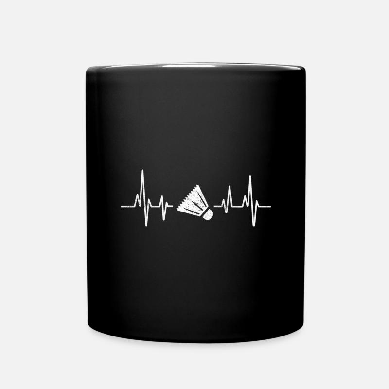 Badminton heartbeat - Full Colour Mug - black