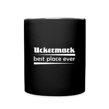Uckermark - Stadt best place ever - Tasse einfarbig - Schwarz - Vorne