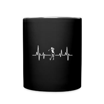 Golf Golfer Herzschlag - Tasse einfarbig - Schwarz - Vorne