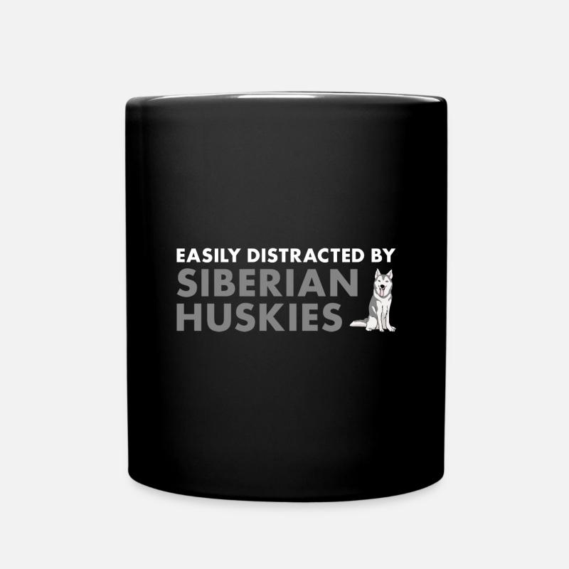 Easily Distracted By Siberian Husky - Tasse einfarbig - Schwarz