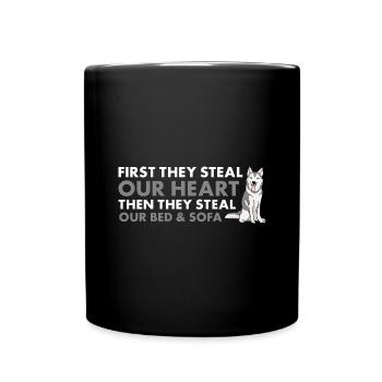 D’abord, ils volent notre cœur Husky sibérien - Mug uni - noir - Devant