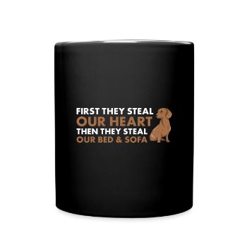 First They Steal Our Heart Dachshund - Tasse einfarbig - Schwarz - Vorne