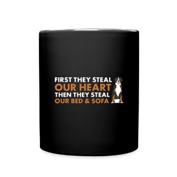 They Steal Our Heart Bernese Mountain Dog - Full Colour Mug - black - Front