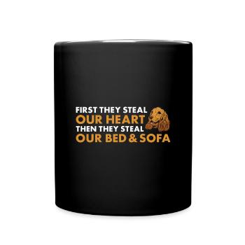 Le chien d’abord, ils volent notre cœur Corgi - Mug uni - noir - Devant