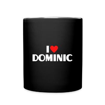 I love Dominic Rotes Herz Liebe Fan Geschenk - Tasse einfarbig - Schwarz - Vorne