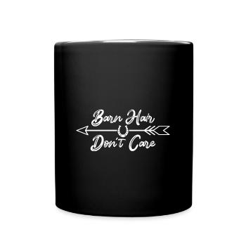 Stall Pferd reiten Haar Lustiger Spruch - Tasse einfarbig - Schwarz - Vorne