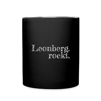 Leonberg rockt - Textdesign mit Stadtnamen - Tasse einfarbig - Schwarz - Vorne