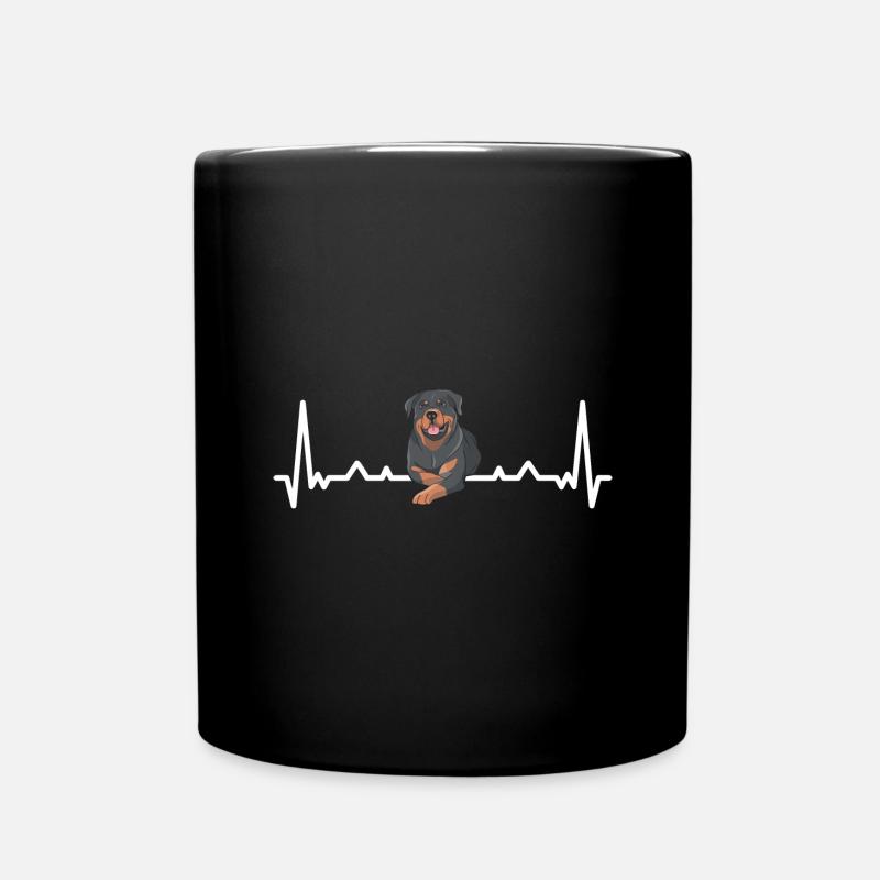 Heartbeat Rottweiler - Tasse einfarbig - Schwarz