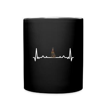 Doberman Pinscher battant le cœur - Mug uni - noir - Devant