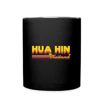 Hua Hin Sunset: Retro Beach Design - Full Colour Mug - black - Front
