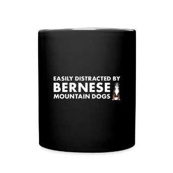 Easily Distracted By Bernese Mountain Dog - Full Colour Mug - black - Front