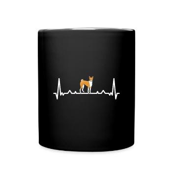 Dog Heartbeat Basenji - Full Colour Mug - black - Front