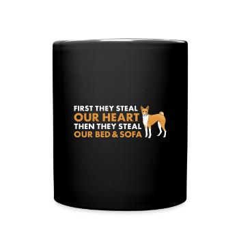 Dog First They Steal Our Heart Basenji - Full Colour Mug - black - Front