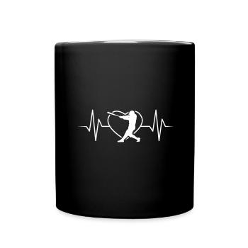 Baseball Herzschlag - Tasse einfarbig - Schwarz - Vorne