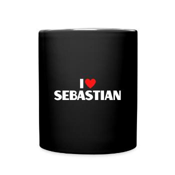 I love Sebastian Red Heart Love Fan Gift - Full Colour Mug - black - Front