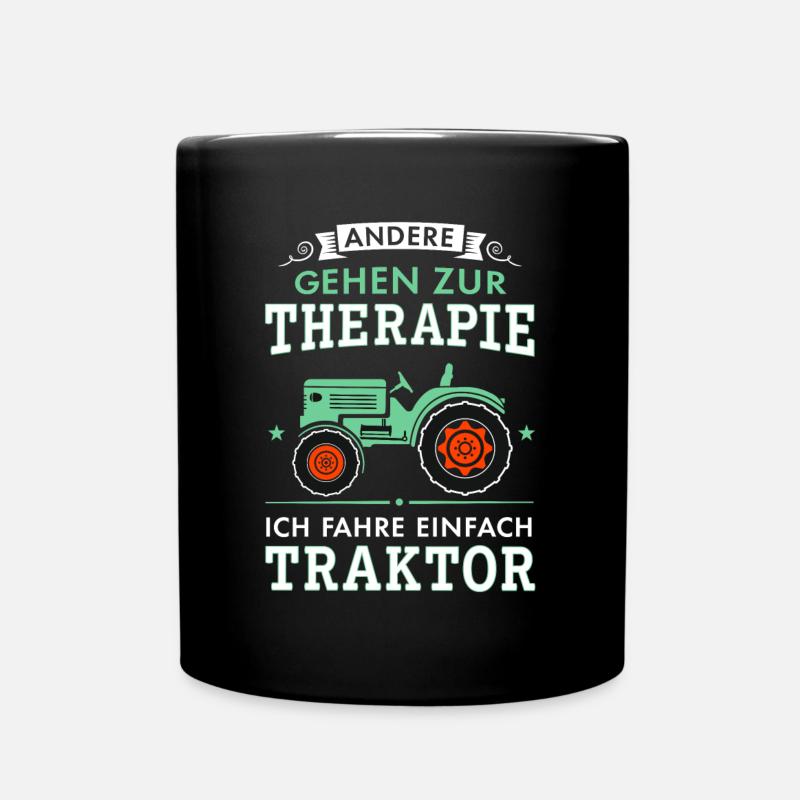Traktor Schlepper Trecker Therapie Geschenk - Tasse einfarbig - Schwarz