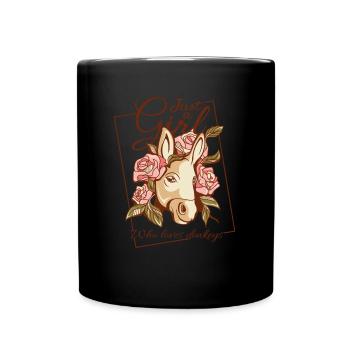 Esel Maultier Muli Blumen Mädchen Burro Geschenk - Tasse einfarbig - Schwarz - Vorne