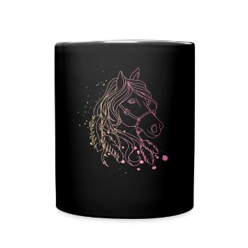 Pferde Bunt Reiten Pferdekopf Pferdenaar Geschenk - Tasse einfarbig - Schwarz - Vorne