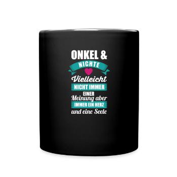 Onkel Nichte Seele Geschenk Geburtstag - Tasse einfarbig - Schwarz - Vorne
