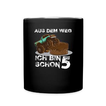 5. Geburtstag Monstertruck 5 Jahre Geschenk - Tasse einfarbig - Schwarz - Vorne